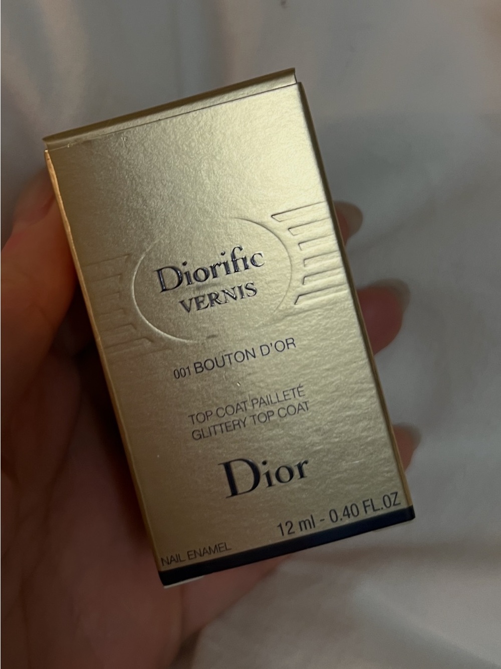 Gold DIOR Diorific Vernis Top Coat Nail Lacquer Glitter Polish 001 Bouton D'ior